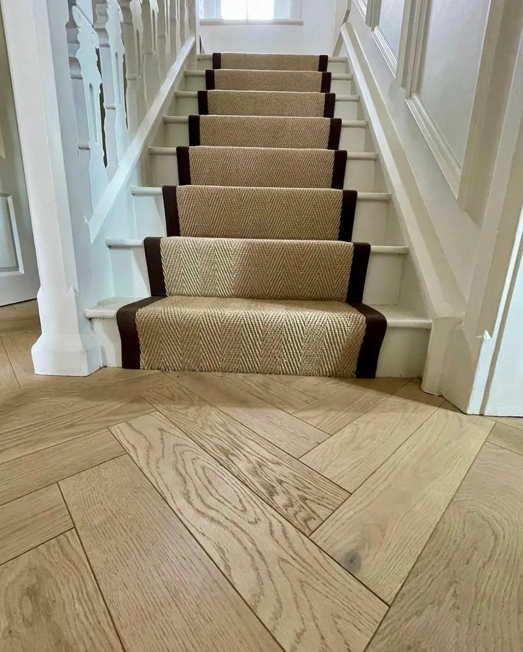 Sisal stair runner fitted by Northfold Flooring
